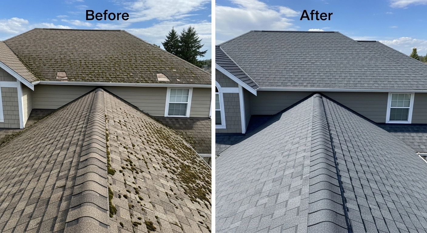 Before and After Asphalt Shingle Roof Replacement in Stafford VA - Hart Staff Roofing