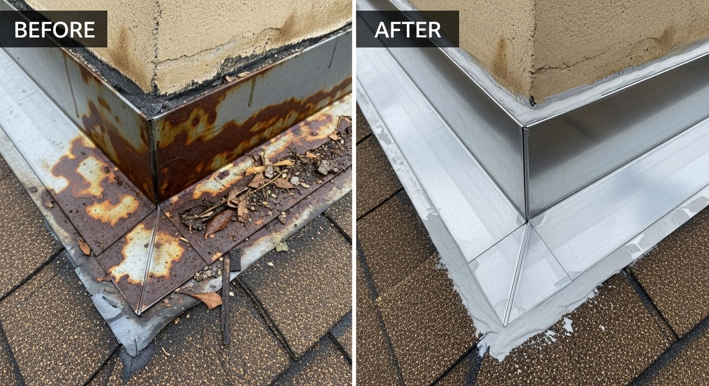 Before and After Chimney Flashing Repair in Stafford VA