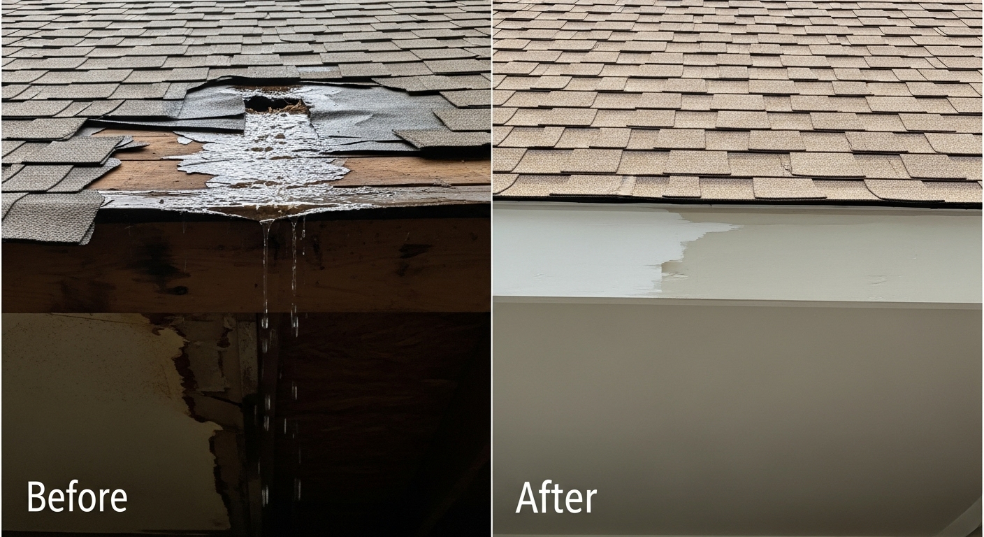 Before and After Roof Leak Detection & Roof Repair in Stafford VA