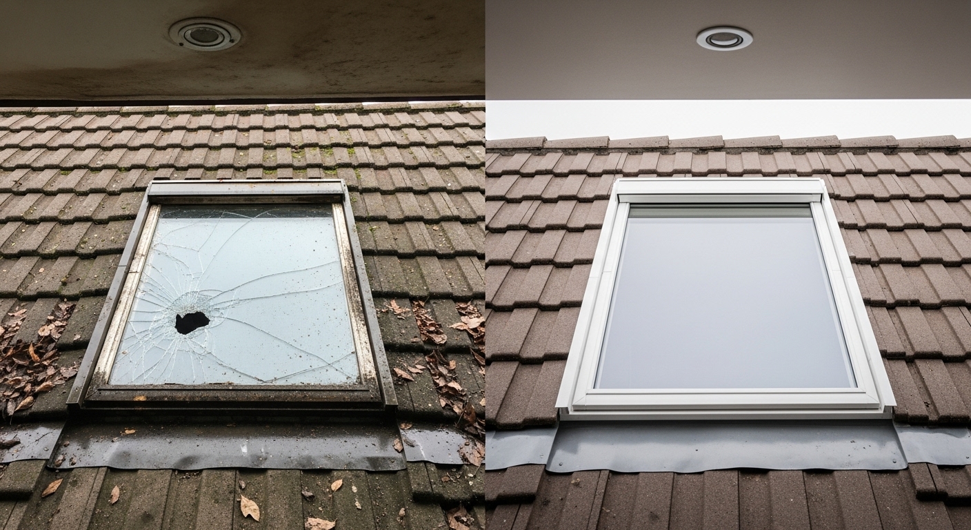 Before and After Skylight Roof Repair in Stafford VA